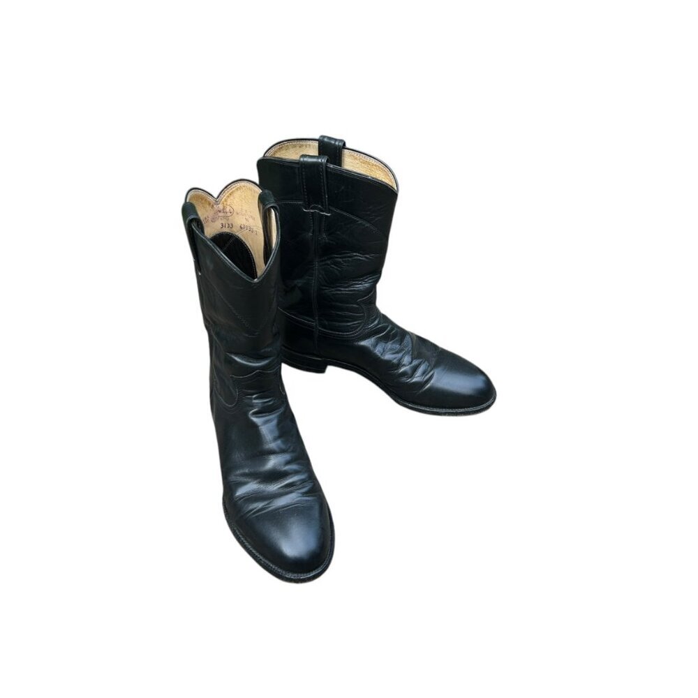 Justin Men's Black Western Roper Collection Dress Boot Size 8 D Style 3133 - Picture 3 of 11